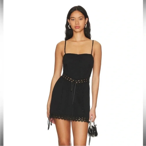 For love & Lemons black Sistine with ribbon mini dress - Picture 2 of 14